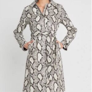 Choosy Cream & Black Vegan Snakeskin Zip Trench Raincoat